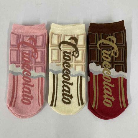 婦人靴下　ショート丈　板チョコ柄の2番目の写真