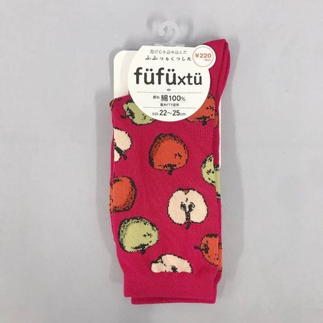 デザインソックス婦人　りんご柄ＰＫの商品画像