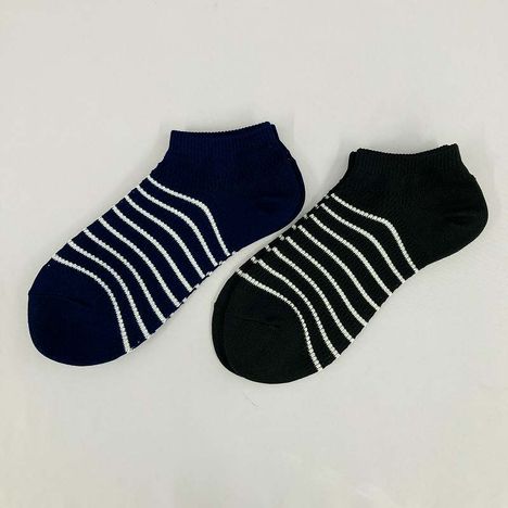 婦人　粗メッシュ靴下ショート丈　ボーダー柄の3番目の写真