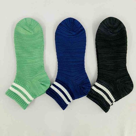 紳士　粗メッシュ靴下アンクル丈　ライン柄の2番目の写真