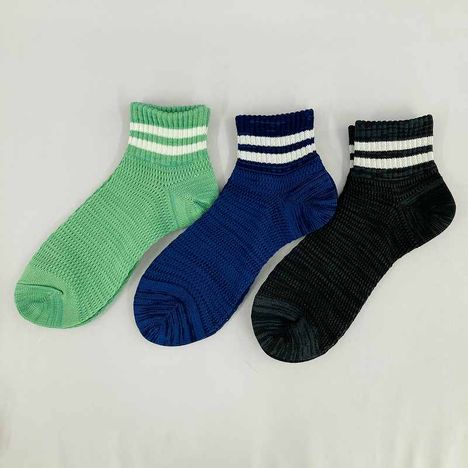 紳士　粗メッシュ靴下アンクル丈　ライン柄の3番目の写真