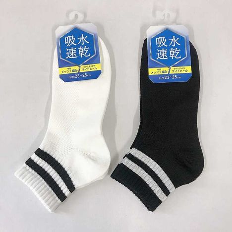 婦人超吸水靴下　アンクル丈　ライン柄の画像