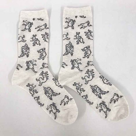 婦人靴下　クルー丈　鳥獣戯画の2番目の写真
