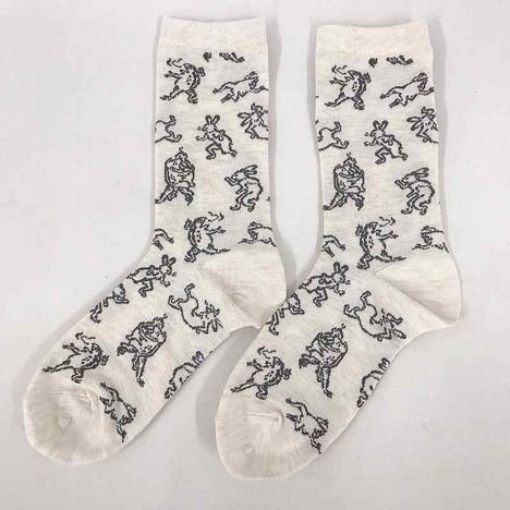 婦人靴下　クルー丈　鳥獣戯画の3番目の写真