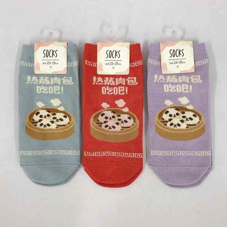 婦人靴下　ショート丈　パンダ肉まんの商品画像