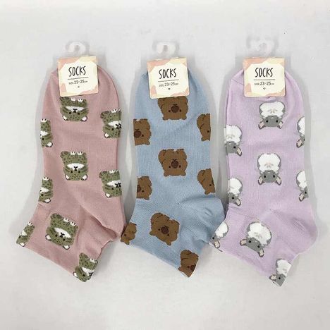 婦人靴下　アンクル丈　ゆる動物異柄Ｂの商品画像