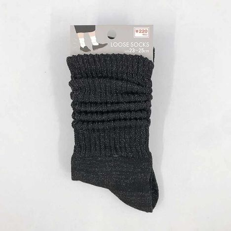 婦人リッチェルルーズソックス黒ラメの商品画像
