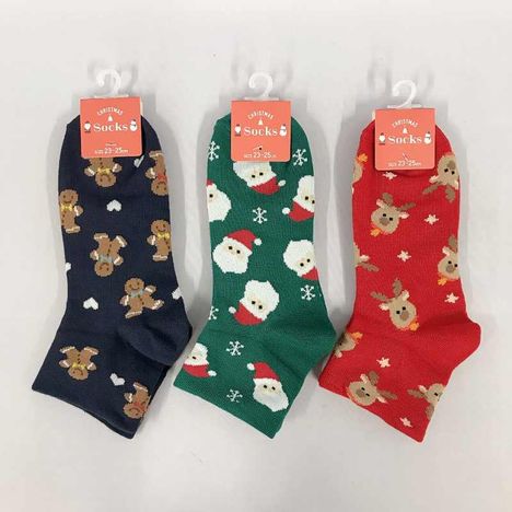 婦人アンクル丈靴下　クリスマス総柄の商品画像