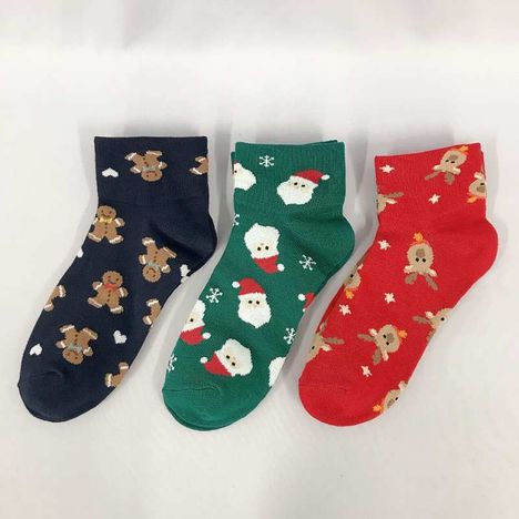 婦人アンクル丈靴下　クリスマス総柄の2番目の写真