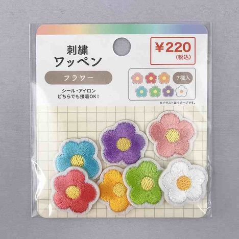 刺繍ワッペンシール７Ｐフラワーの商品画像