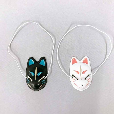 夏祭りミニミニお面　白狐／黒狐の2番目の写真