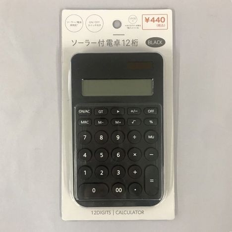 ソーラー付電卓１２桁　ＢＫの商品画像