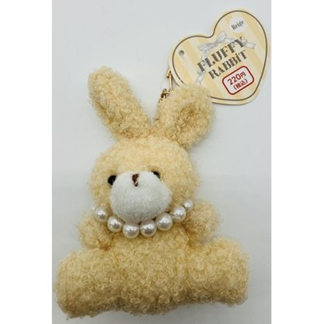 ふわふわうさぎキーホルダーベージュの画像