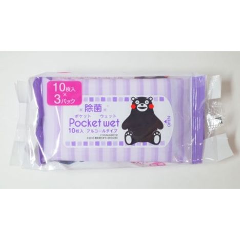 除菌ポケットウェットくまモン１０枚３Ｐの画像