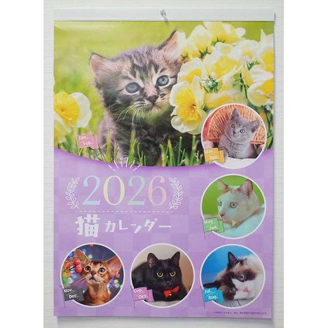 ２６カレンダー　Ａ２縦　猫の画像
