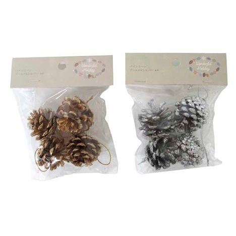 パインコーン　ゴールド＆シルバー　４Ｐの画像