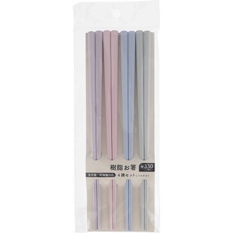 樹脂お箸セット４膳　パステルの商品画像