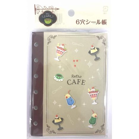 ６穴シール帳　レトロ風喫茶柄の画像