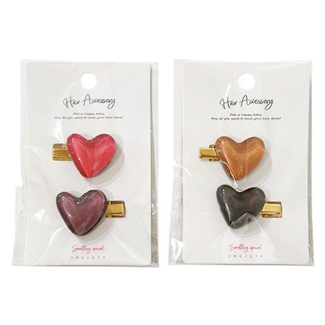 ヘアクリップ　ぷっくりハート２Ｐの商品画像