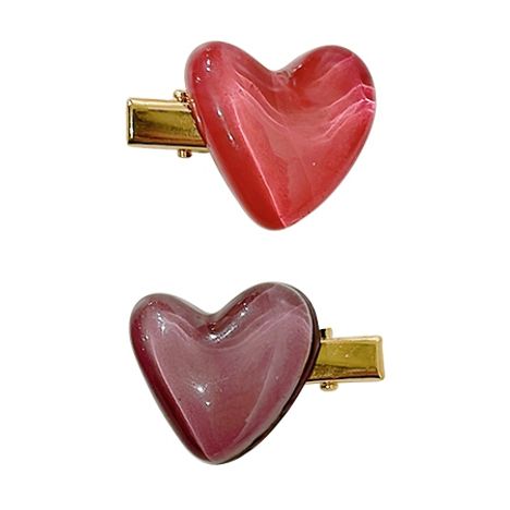 ヘアクリップ　ぷっくりハート２Ｐの3番目の写真