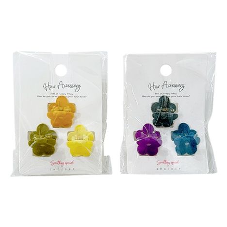 ヘアクリップ　フロッキーフラワー３Ｐの商品画像