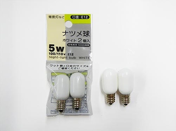 ナツメ球　５Ｗ　Ｅ１２　２Ｐ　ホワイトの商品画像