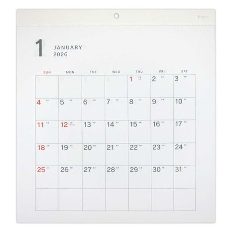 ２６壁掛けカレンダー正方形エヌの画像