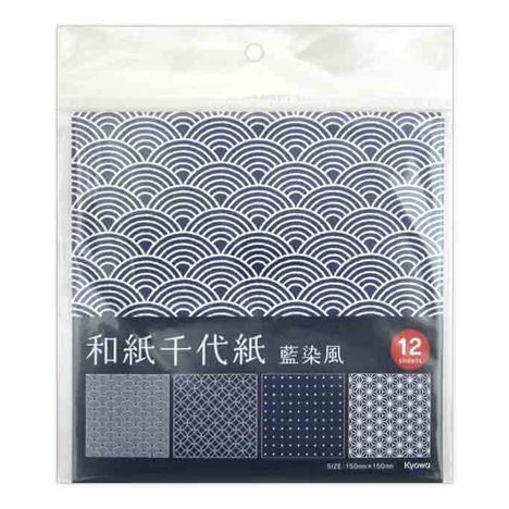 和紙千代紙藍染風１２枚の画像