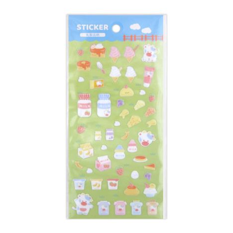 ステッカー　ぷくぷく乳製品柄の画像
