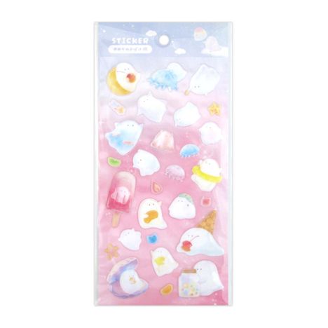 ステッカー　ぷくぷく　ゆめかわおばけ柄の商品画像