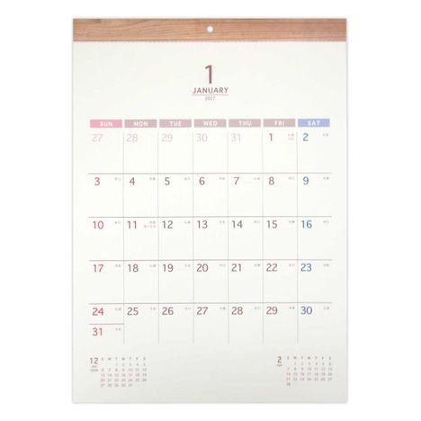 ２７壁掛けカレンダーＡ３ナチュラルの画像