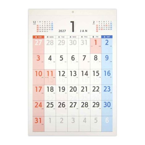 ２７壁掛けカレンダーＢ３見やすい縦の画像