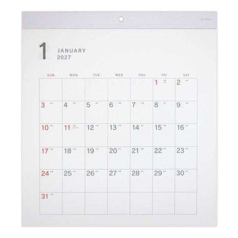 ２７壁掛けカレンダー正方形エヌの画像