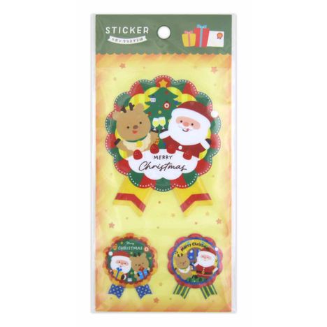 ステッカーぷくぷくリボンクリスマス柄の画像