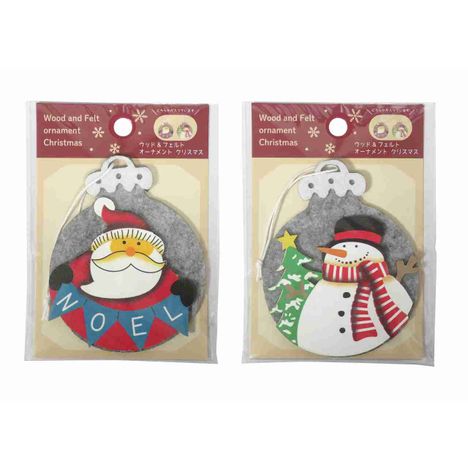 ウッド＆フェルトオーナメント　クリスマスの画像