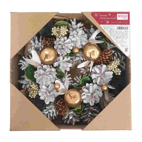 リース　クリスマス　ゴールドの画像