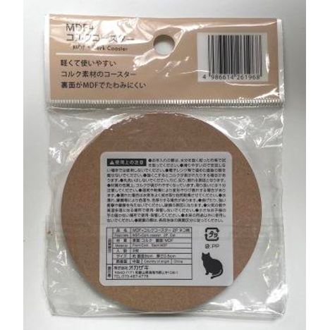 ＭＤＦ＋コルクコースター２Ｐネコ柄の2番目の写真