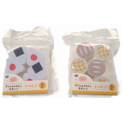 プリントメラミンスポンジ６Ｐ食べ物柄の商品画像